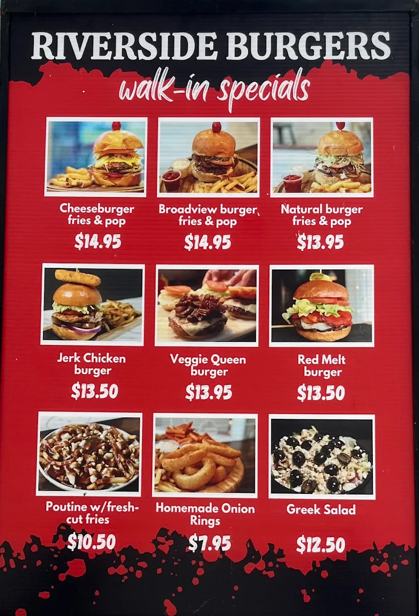 Menu, RIVERSIDE BURGERS