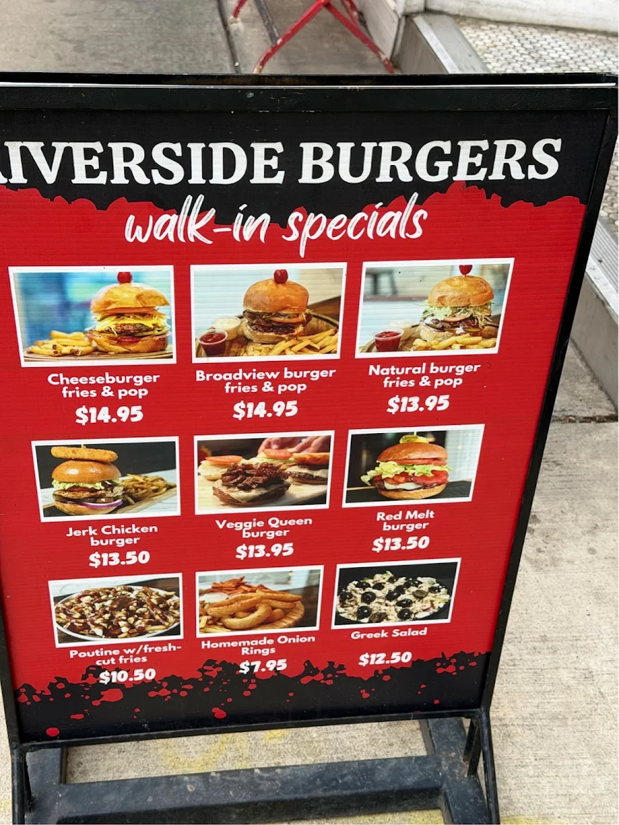Menu, RIVERSIDE BURGERS