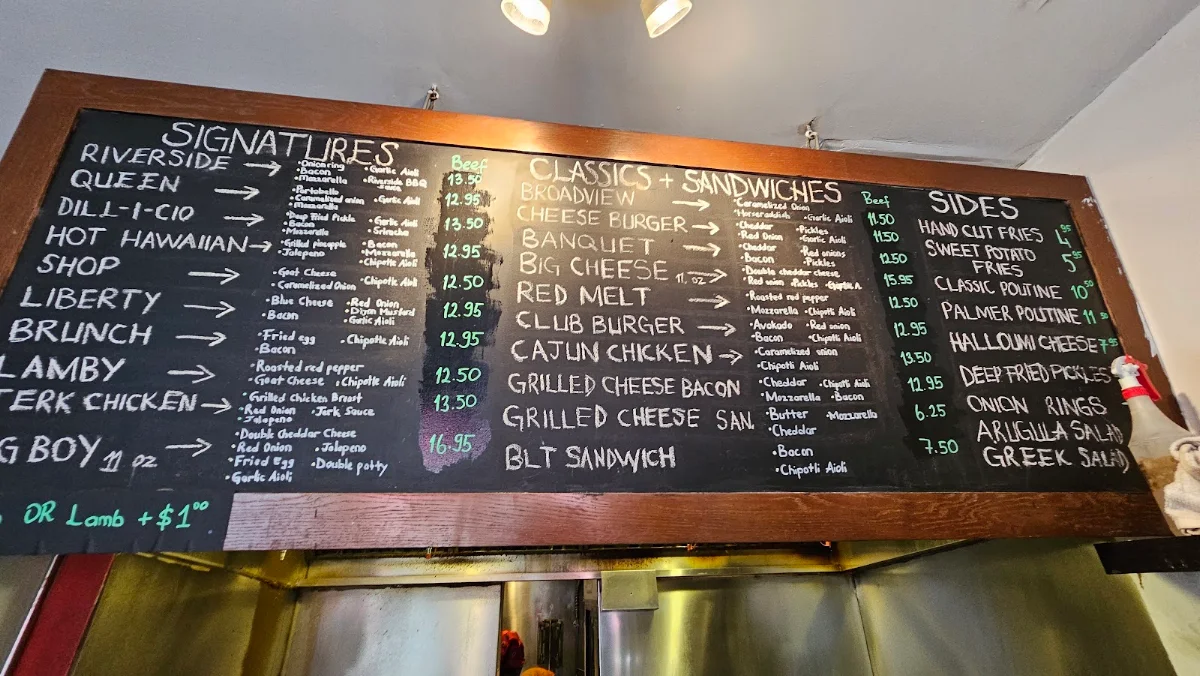 Menu, RIVERSIDE BURGERS