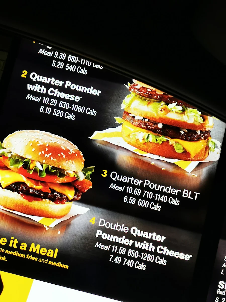 Menu, McDonald's