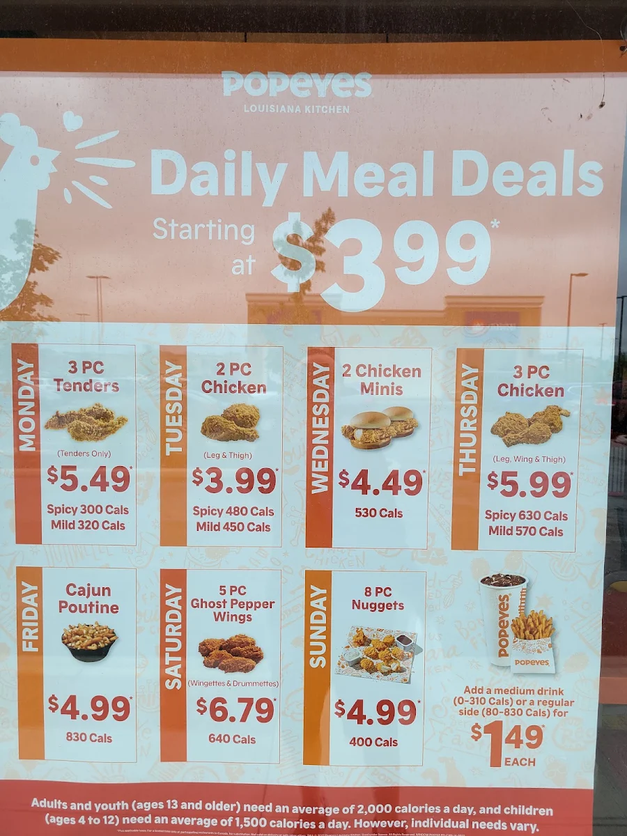Menu, Popeyes Louisiana Kitchen