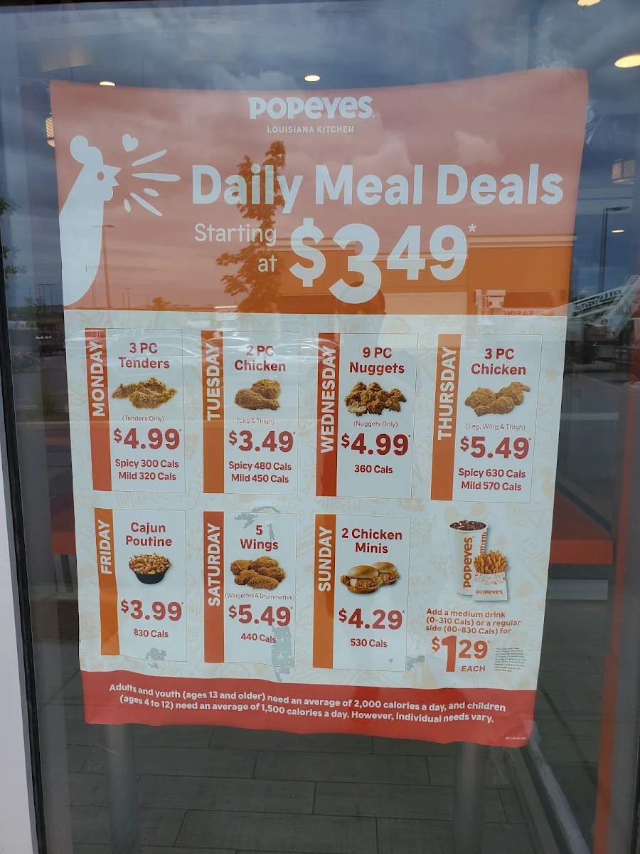 Menu, Popeyes Louisiana Kitchen