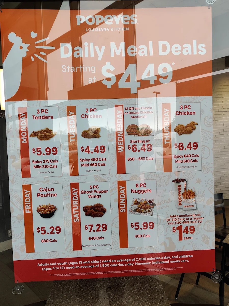 Menu, Popeyes Louisiana Kitchen