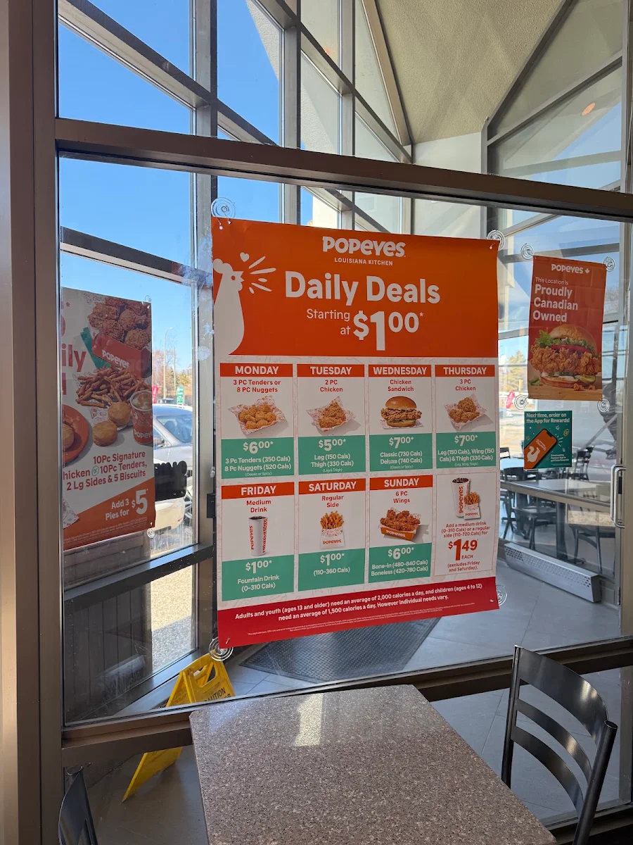 Menu, Popeyes Louisiana Kitchen