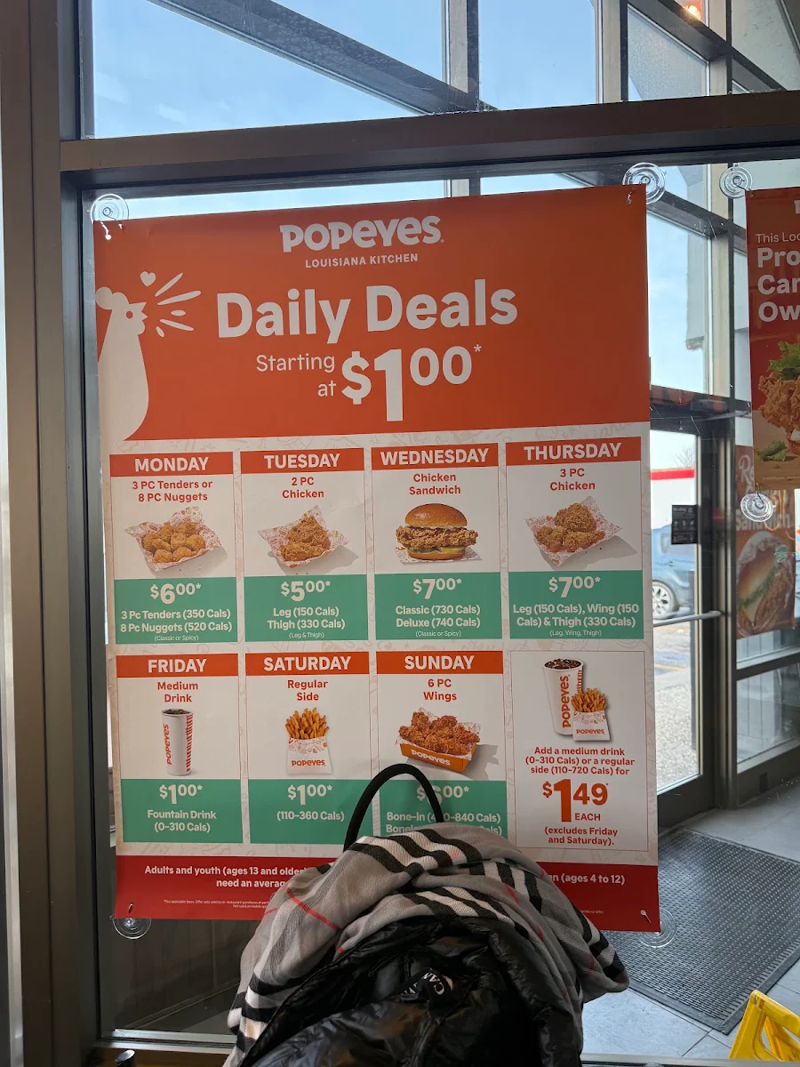 Menu, Popeyes Louisiana Kitchen