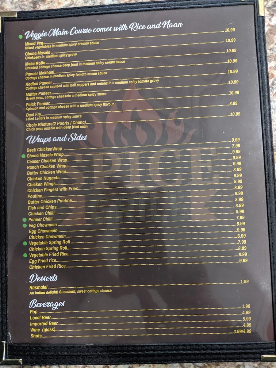 Menu, New Spice Grill