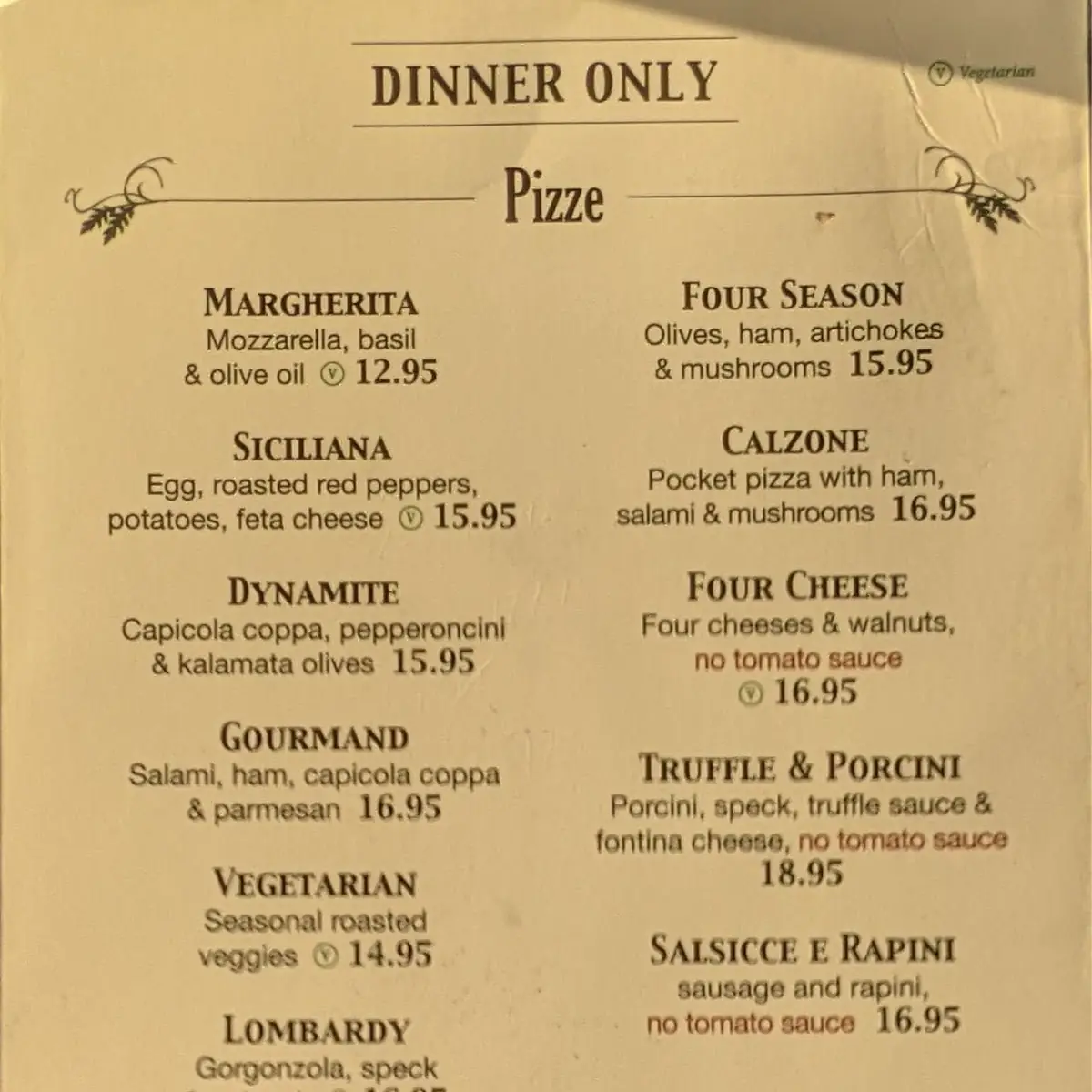 Menu, La Rucola Ristorante