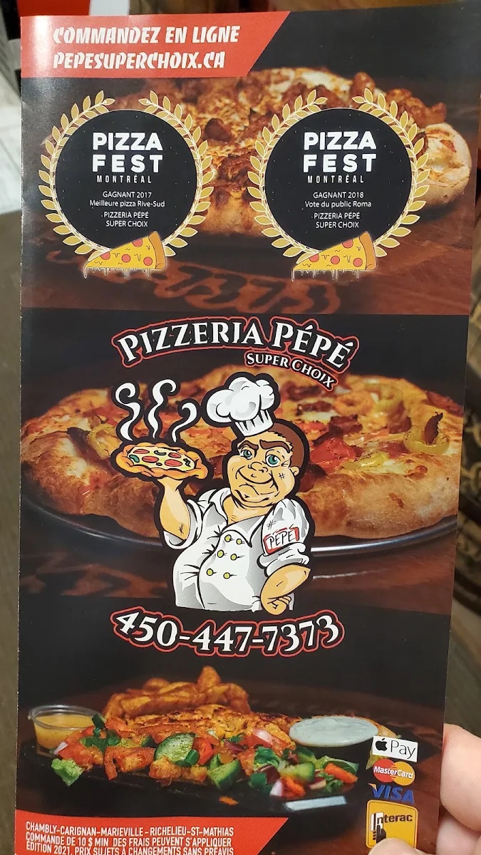 Menu, Pizzeria Pepe Super Choix