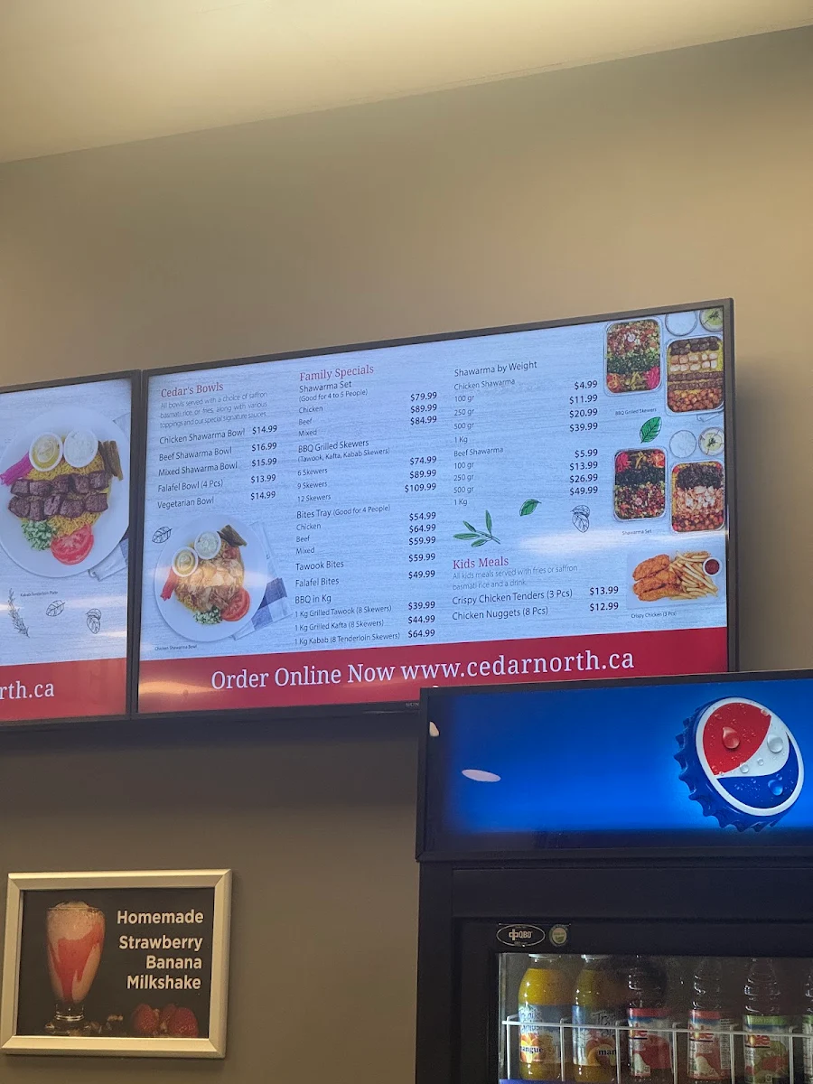 Menu, Cedar North Restaurant (Lebanese Cuisine)