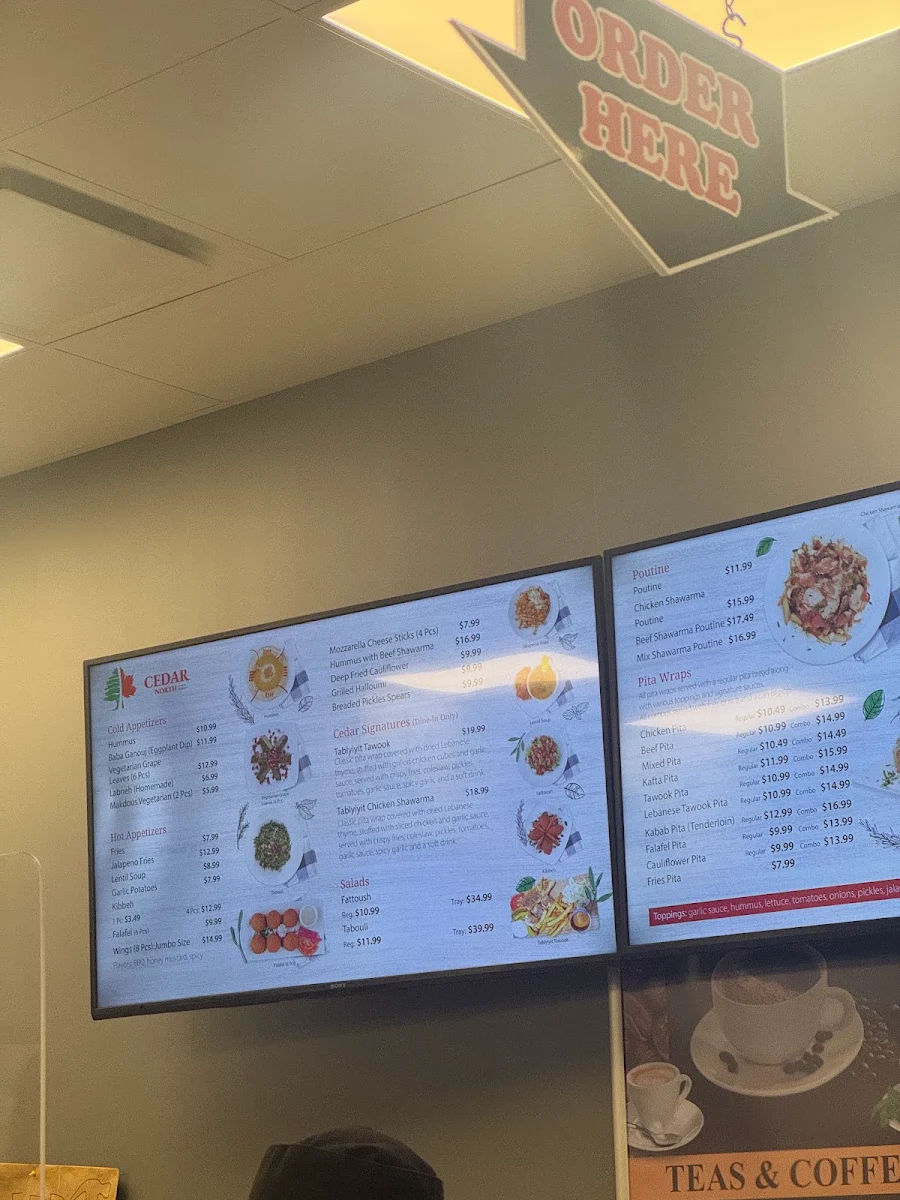 Menu, Cedar North Restaurant (Lebanese Cuisine)