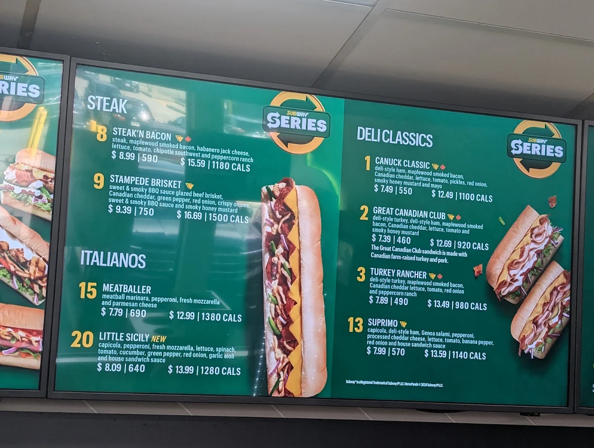 Menu, Subway