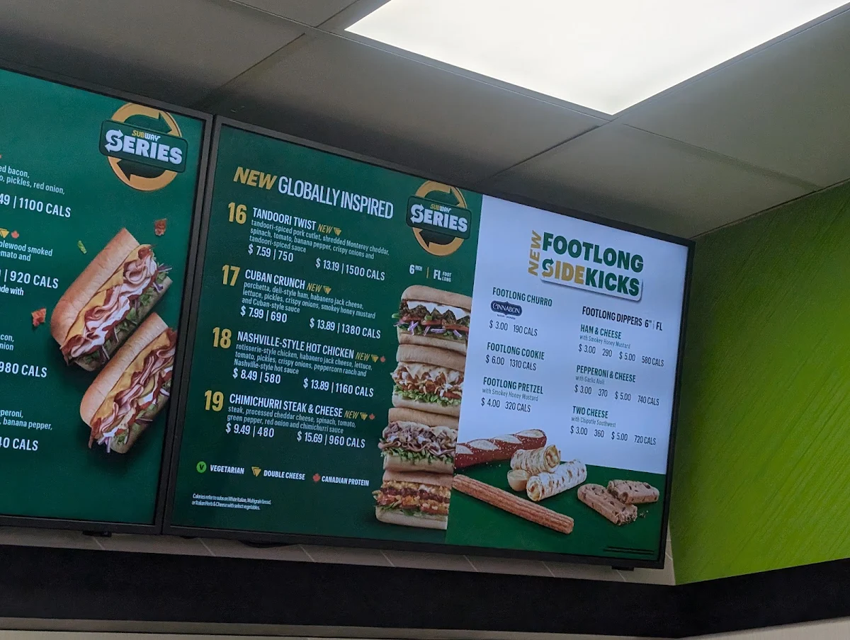 Menu, Subway