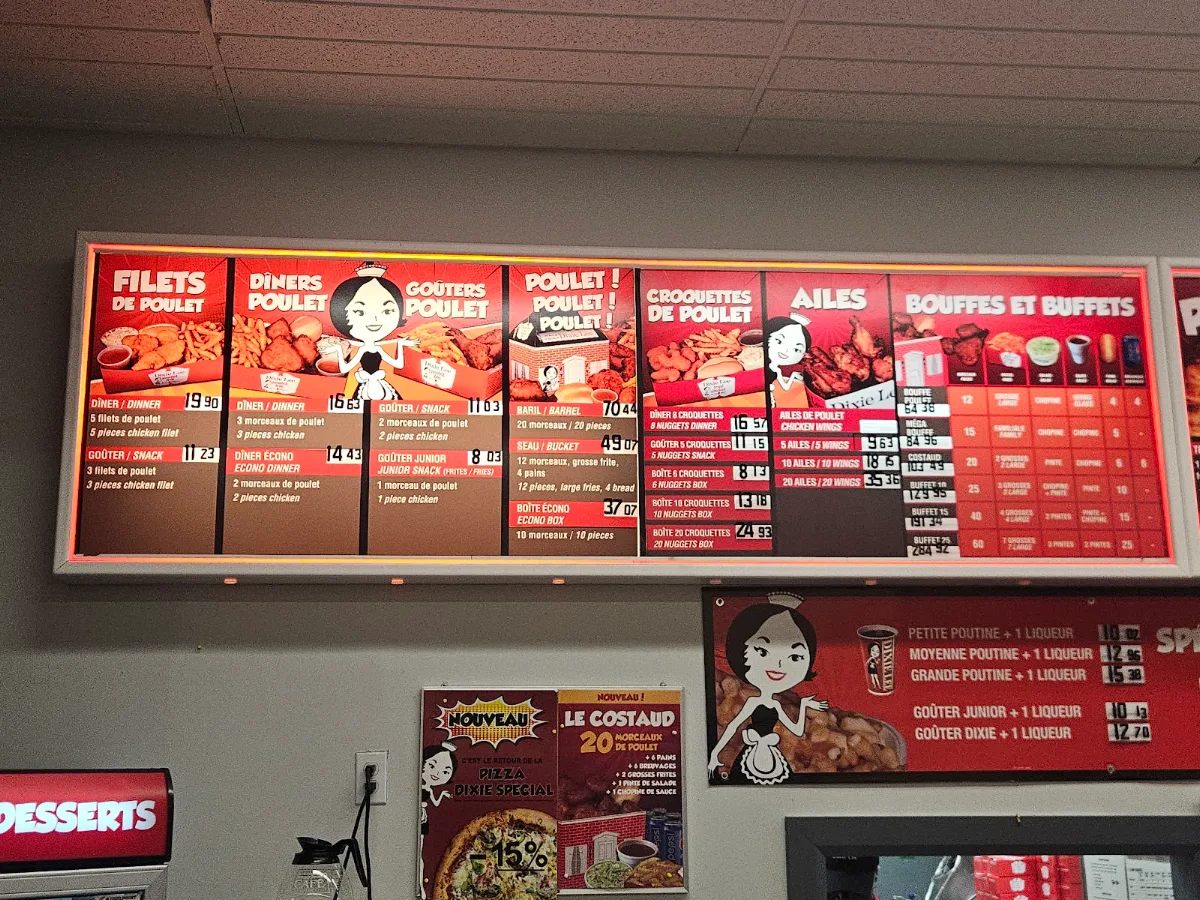 Menu, Dixie Lee Take-Out