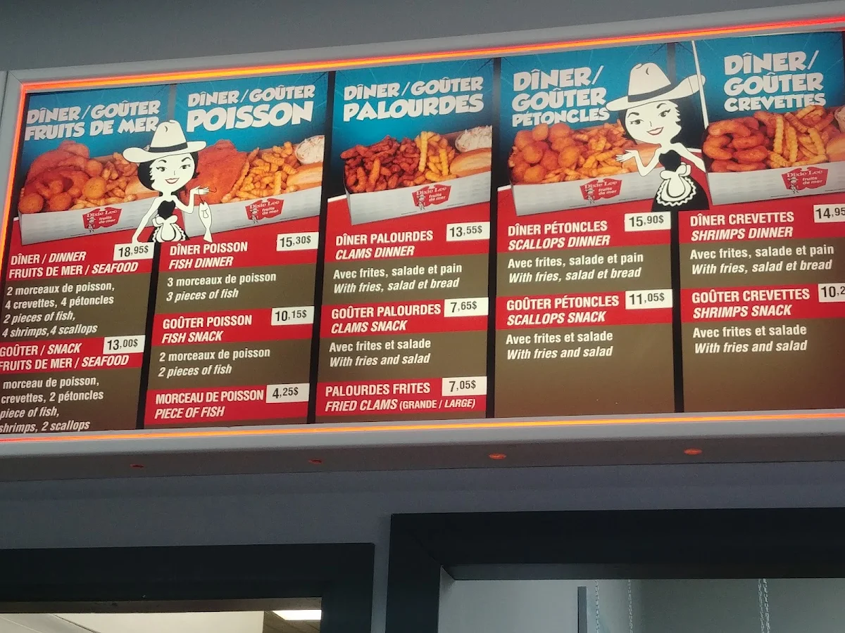 Menu, Dixie Lee Take-Out