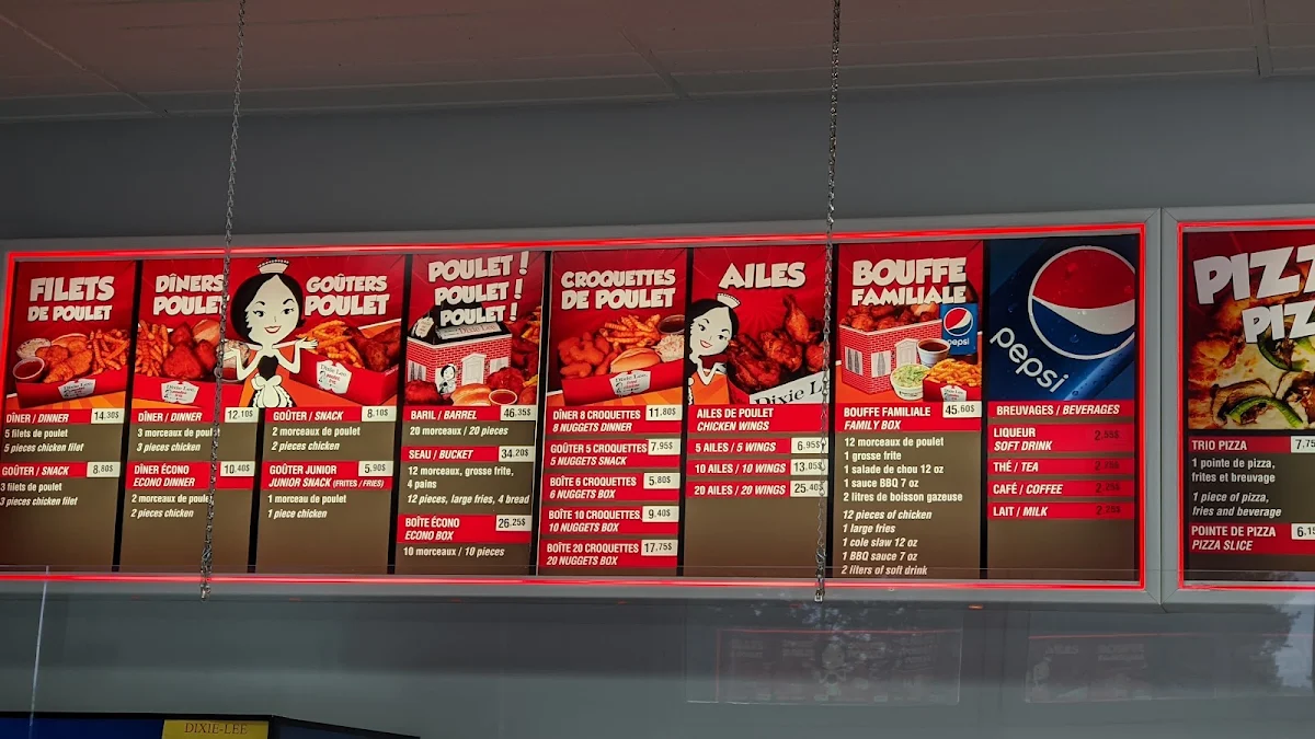 Menu, Dixie Lee Take-Out