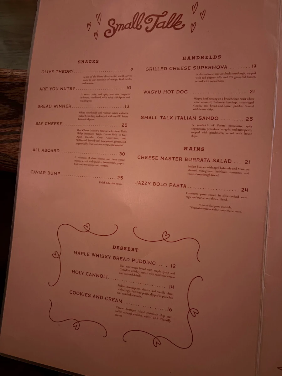 Menu, Small Talk