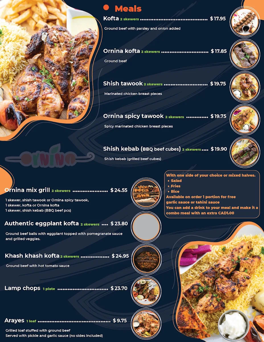 Menu, Ornina Kebab