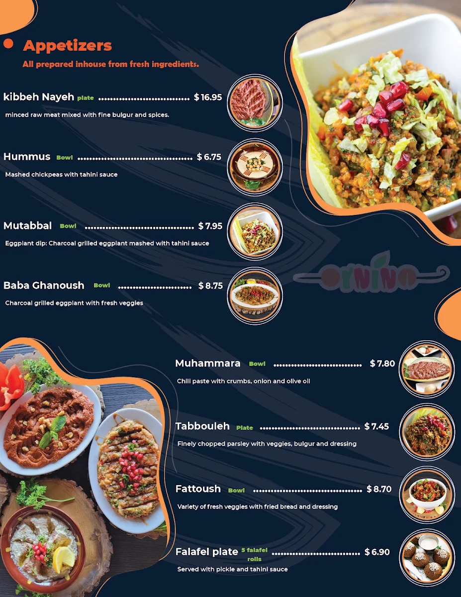 Menu, Ornina Kebab