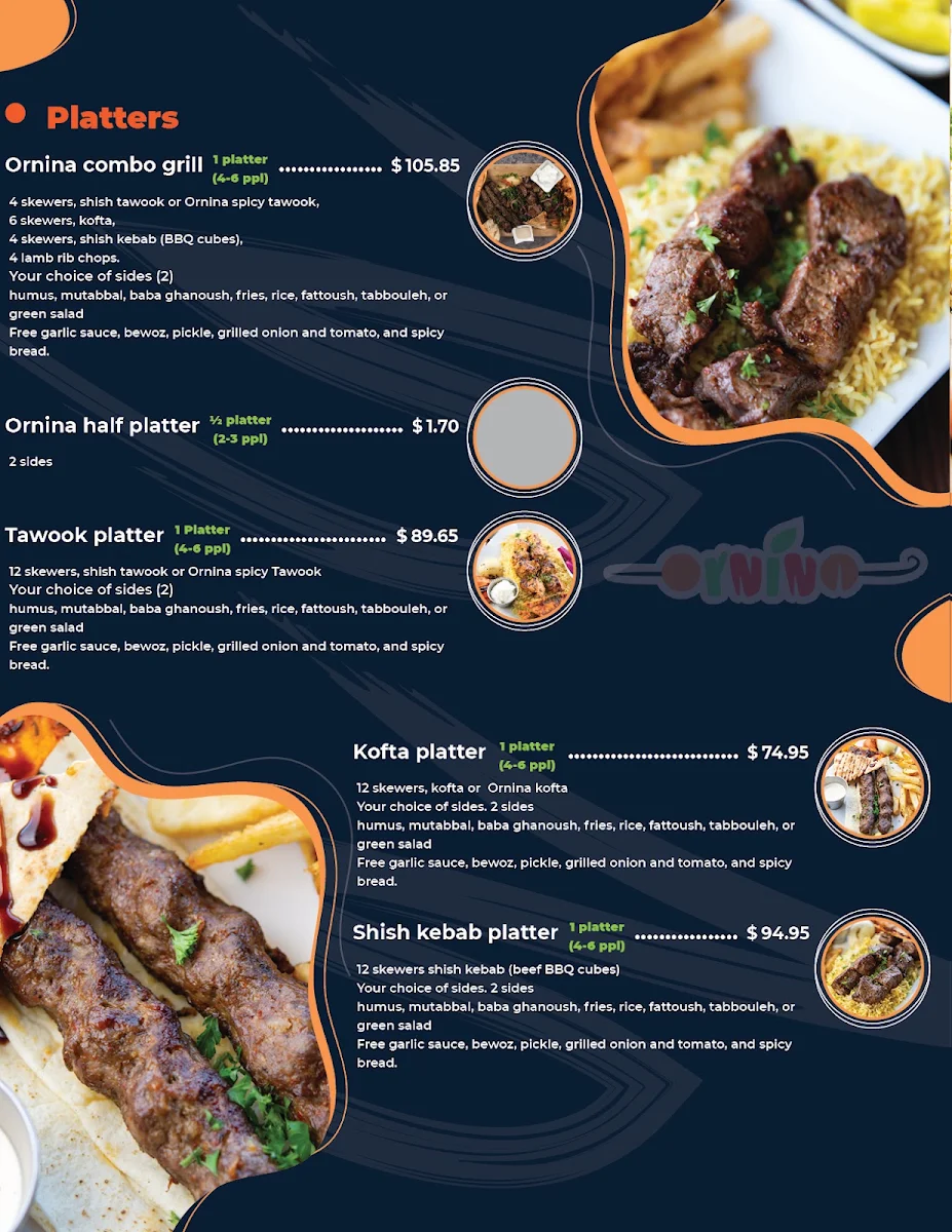 Menu, Ornina Kebab