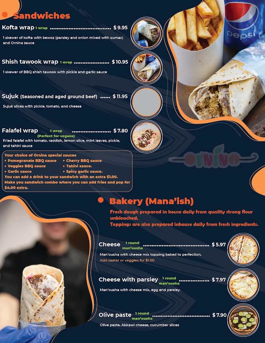 Menu, Ornina Kebab