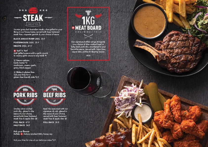 Menu, The Sporting Globe Bar & Grill Robina