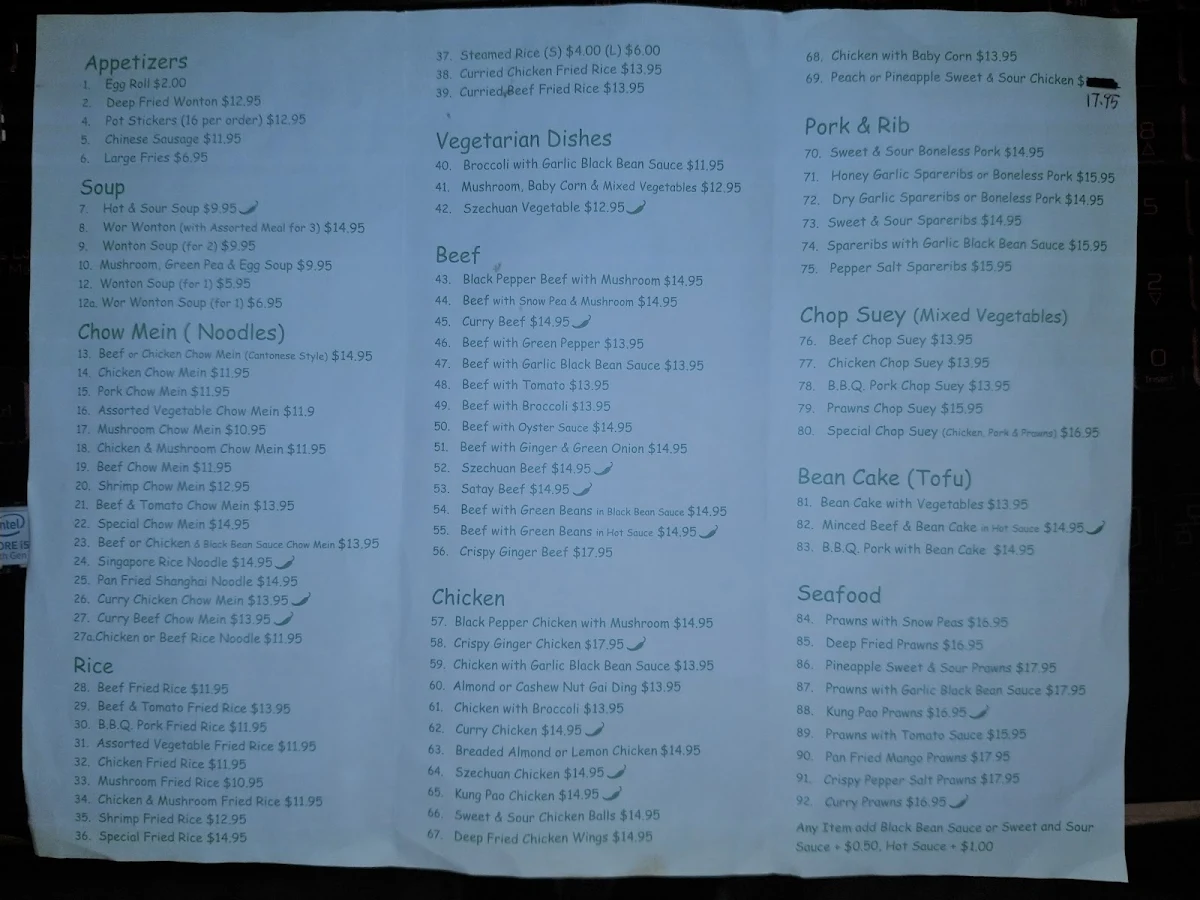Menu, Fruitvale Kitchen