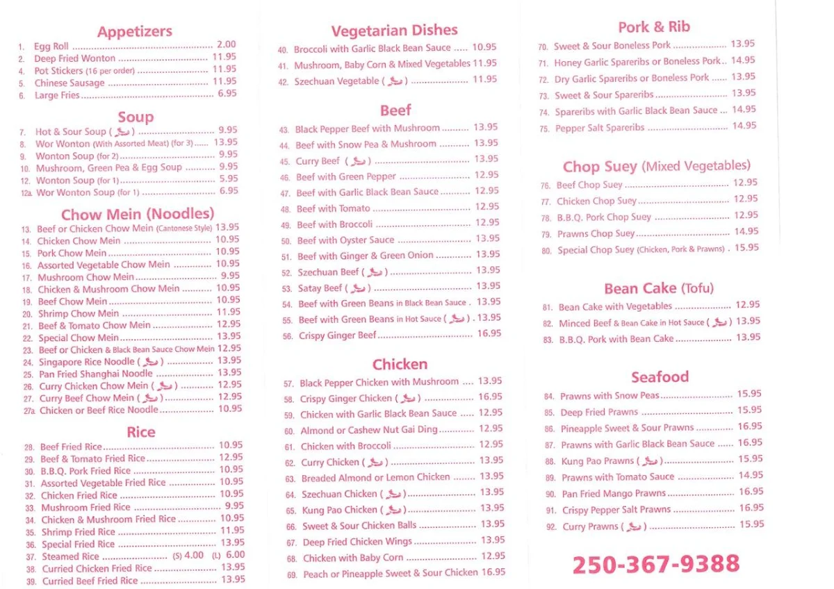 Menu, Fruitvale Kitchen