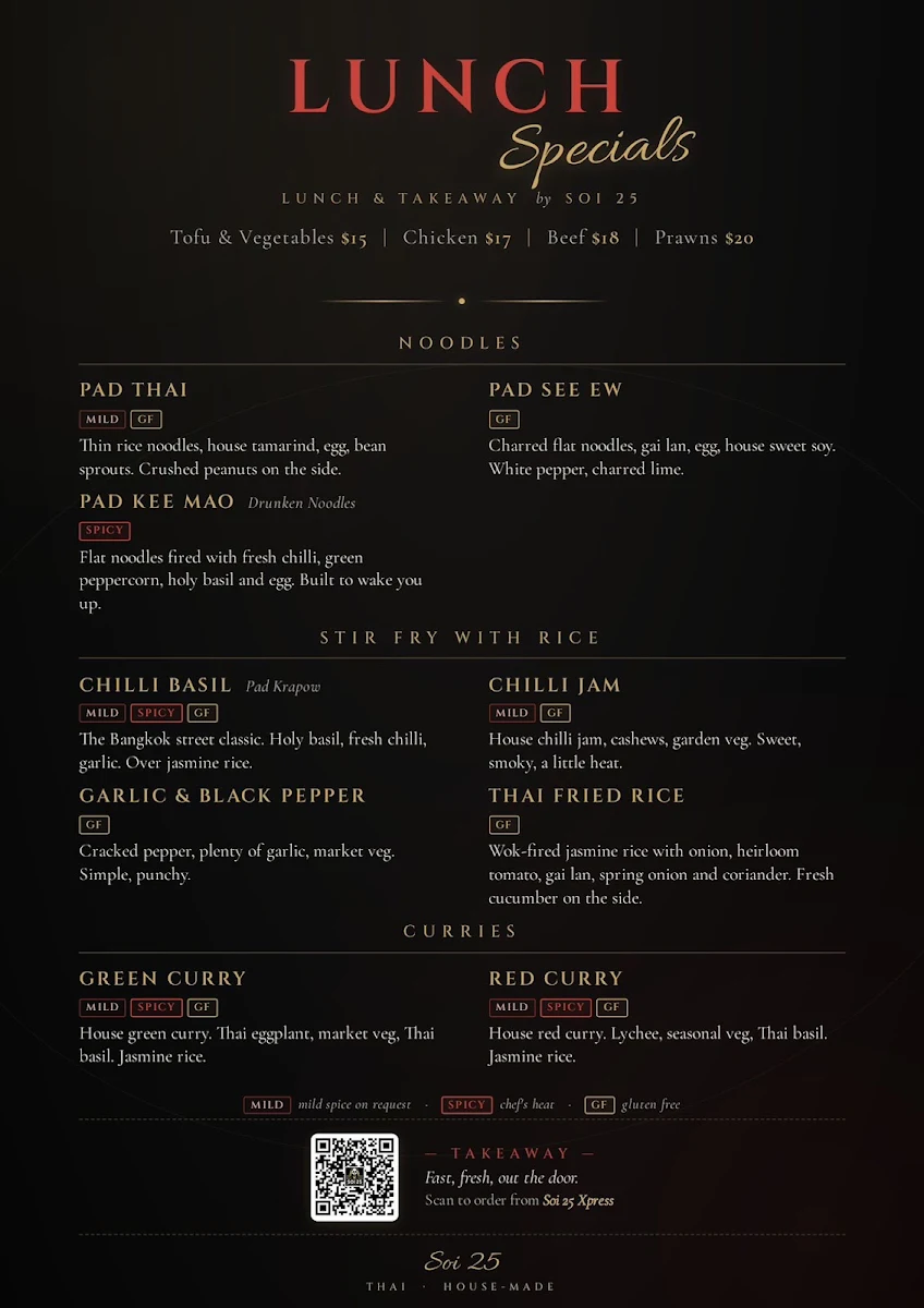 Menu, Soi 25 Thai Restaurant & Bar