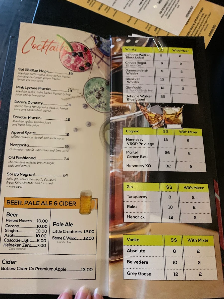 Menu, Soi 25 Thai Restaurant & Bar