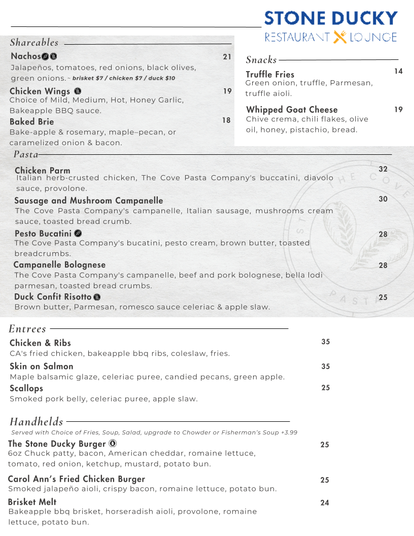 Menu, Stone Ducky