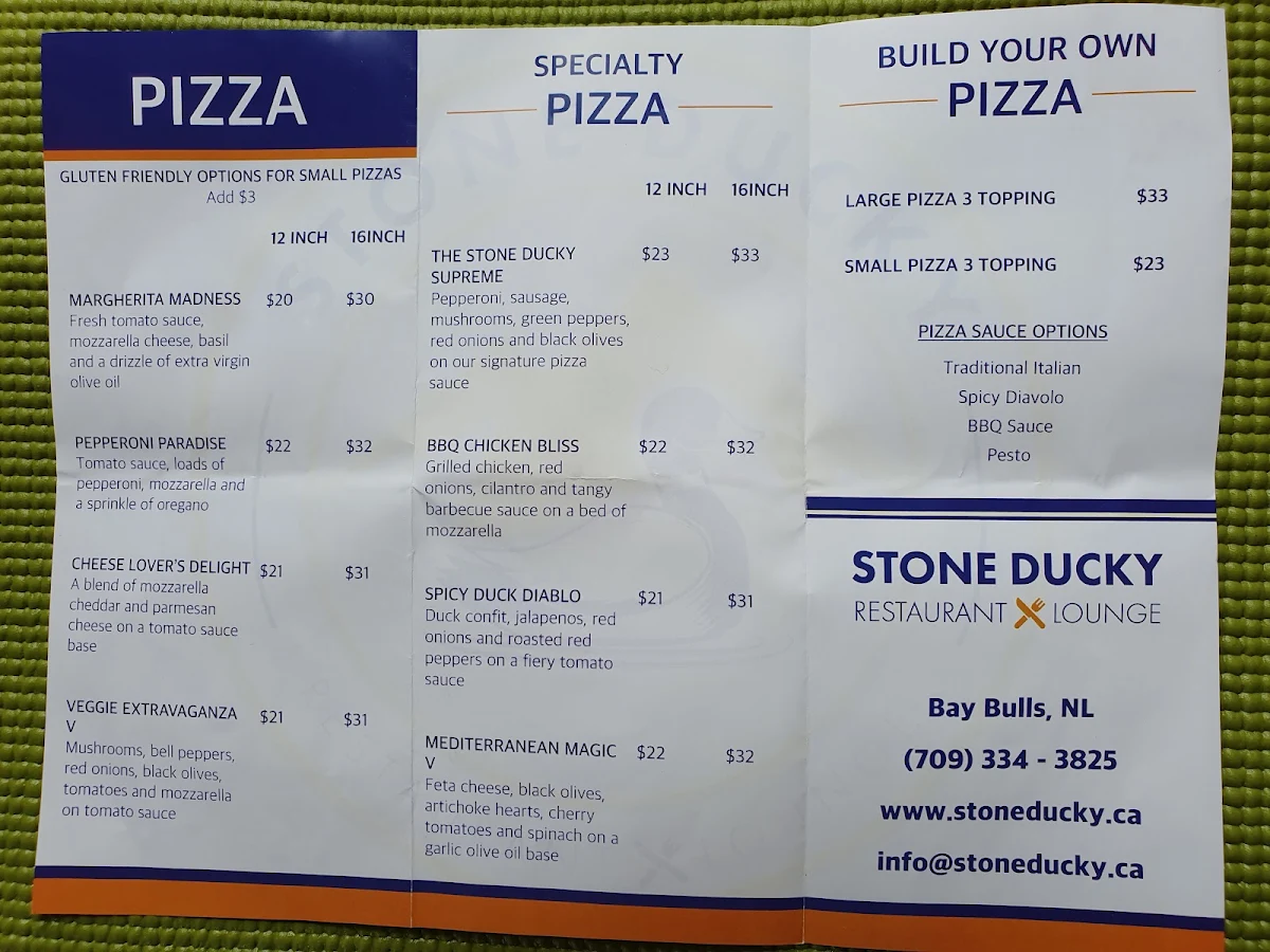 Menu, Stone Ducky