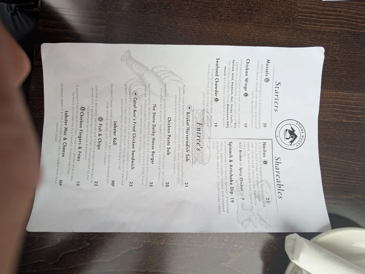 Menu, Stone Ducky