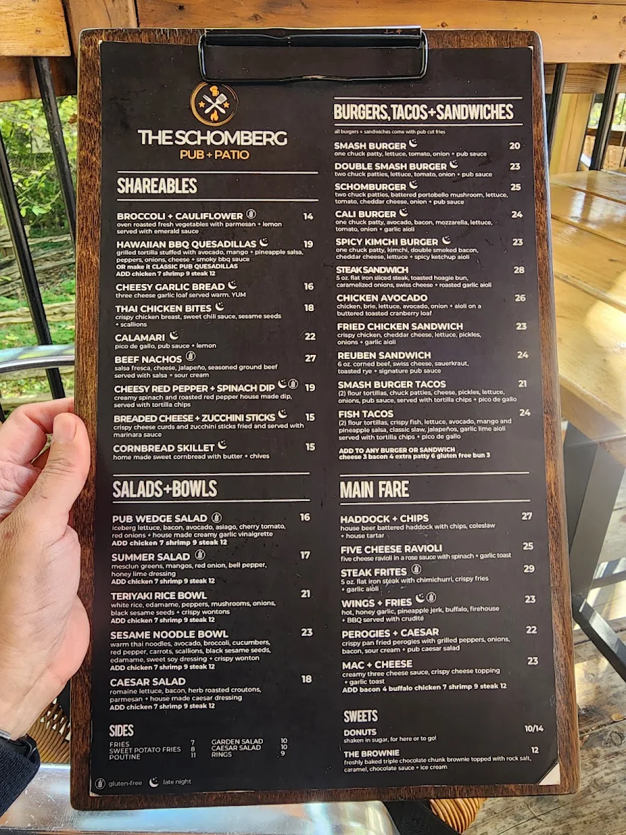 Menu, The Schomberg Pub & Patio