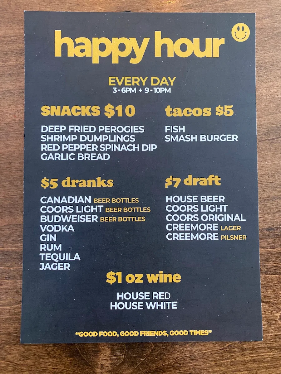Menu, The Schomberg Pub & Patio