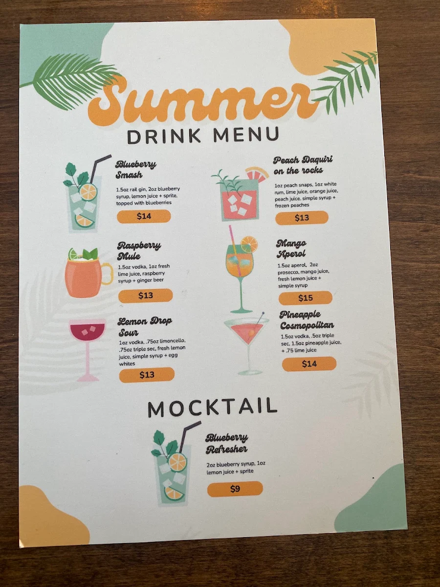 Menu, The Schomberg Pub & Patio
