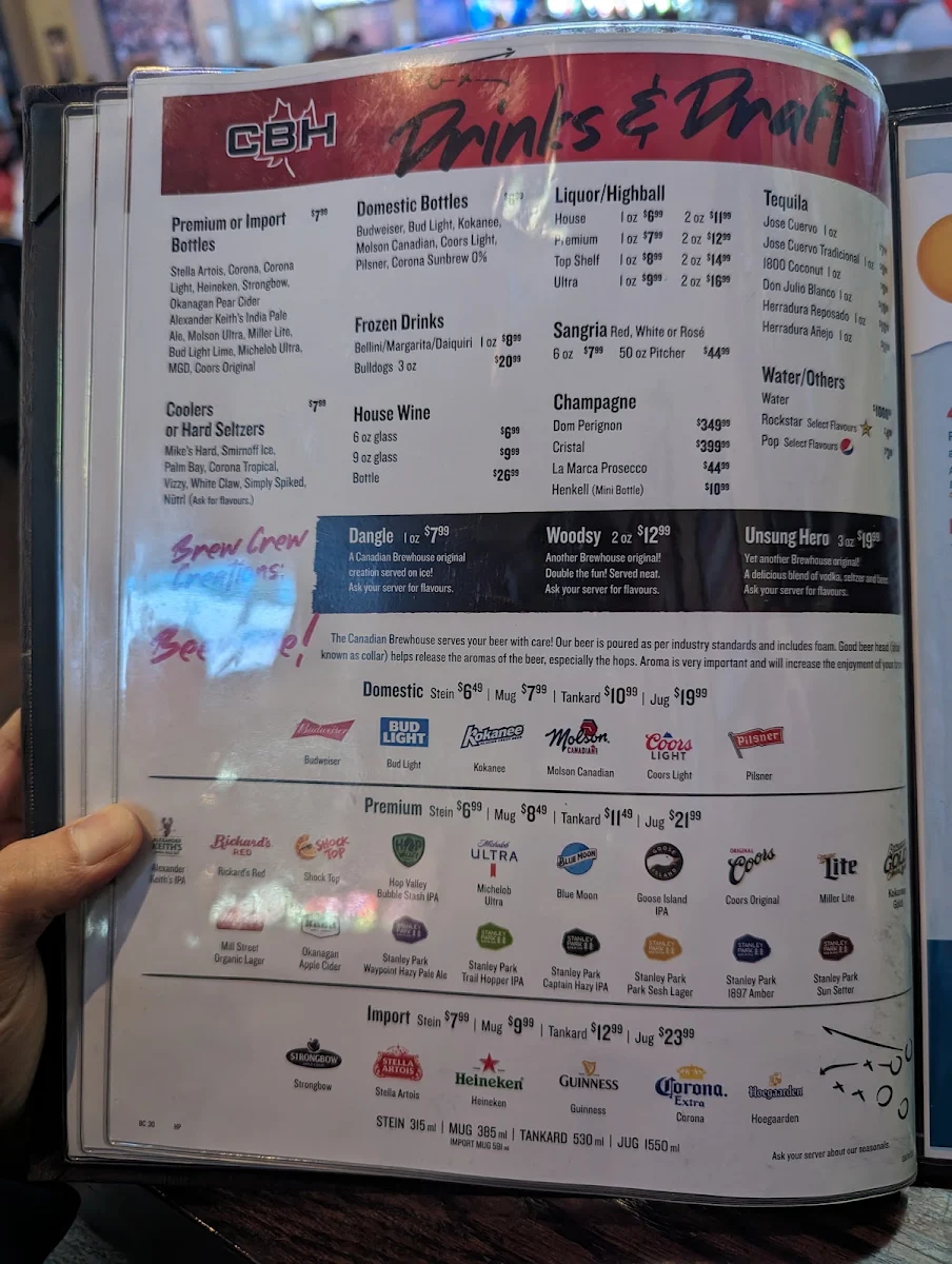 Menu, The Canadian Brewhouse & Grill (Fort St. John)