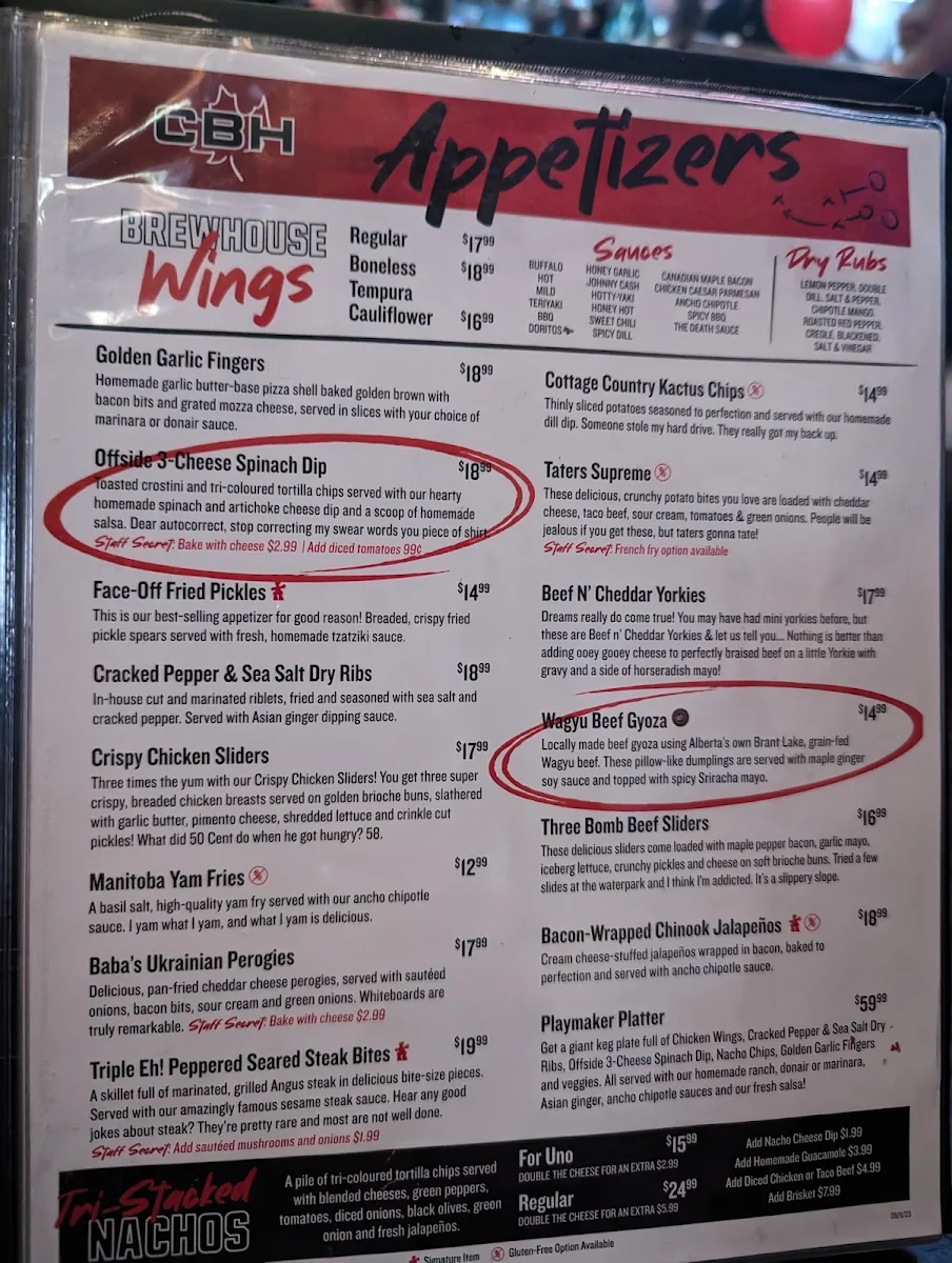 Menu, The Canadian Brewhouse & Grill (Fort St. John)