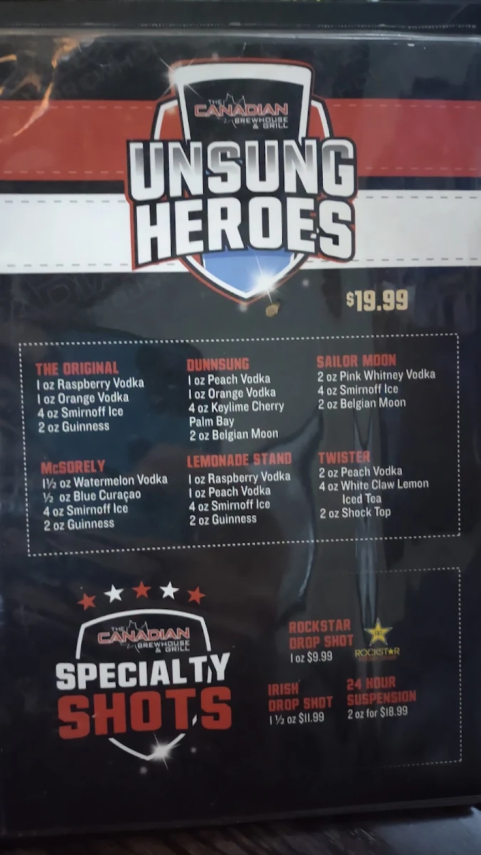 Menu, The Canadian Brewhouse & Grill (Fort St. John)