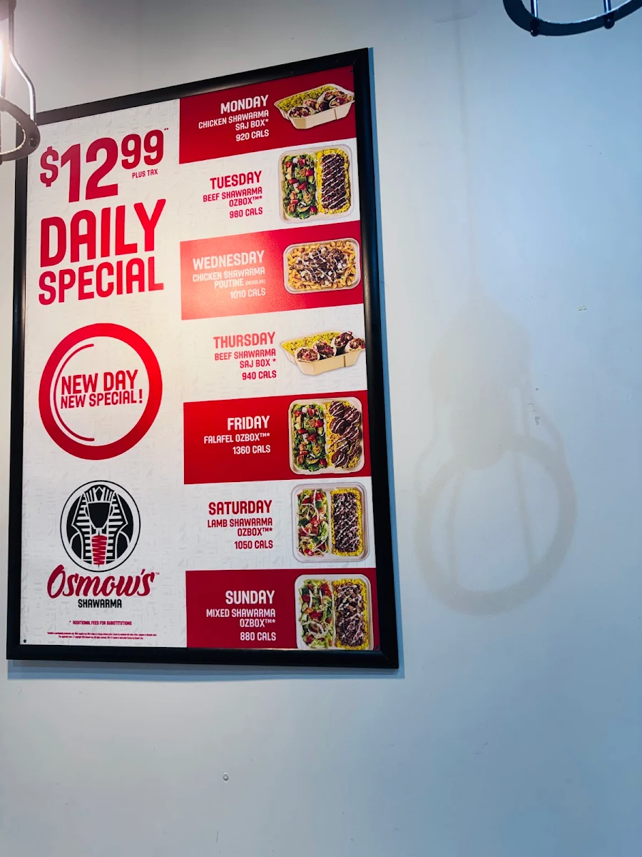 Menu, Osmow's Shawarma