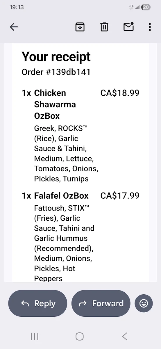 Menu, Osmow's Shawarma