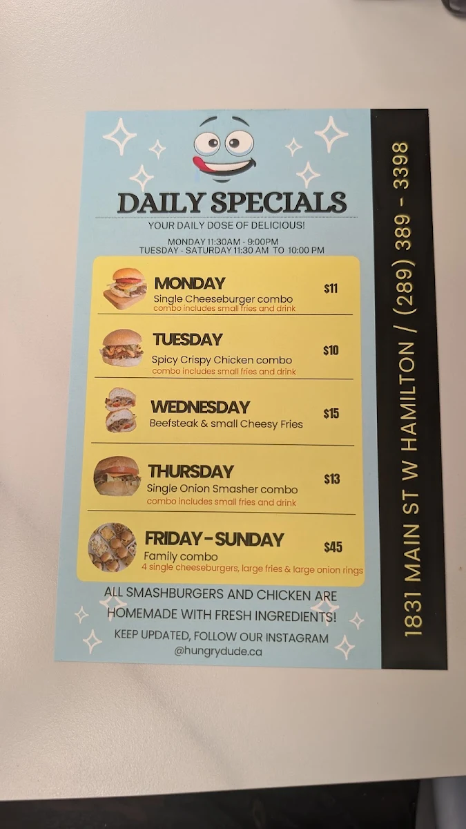 Menu, Hungry Dude
