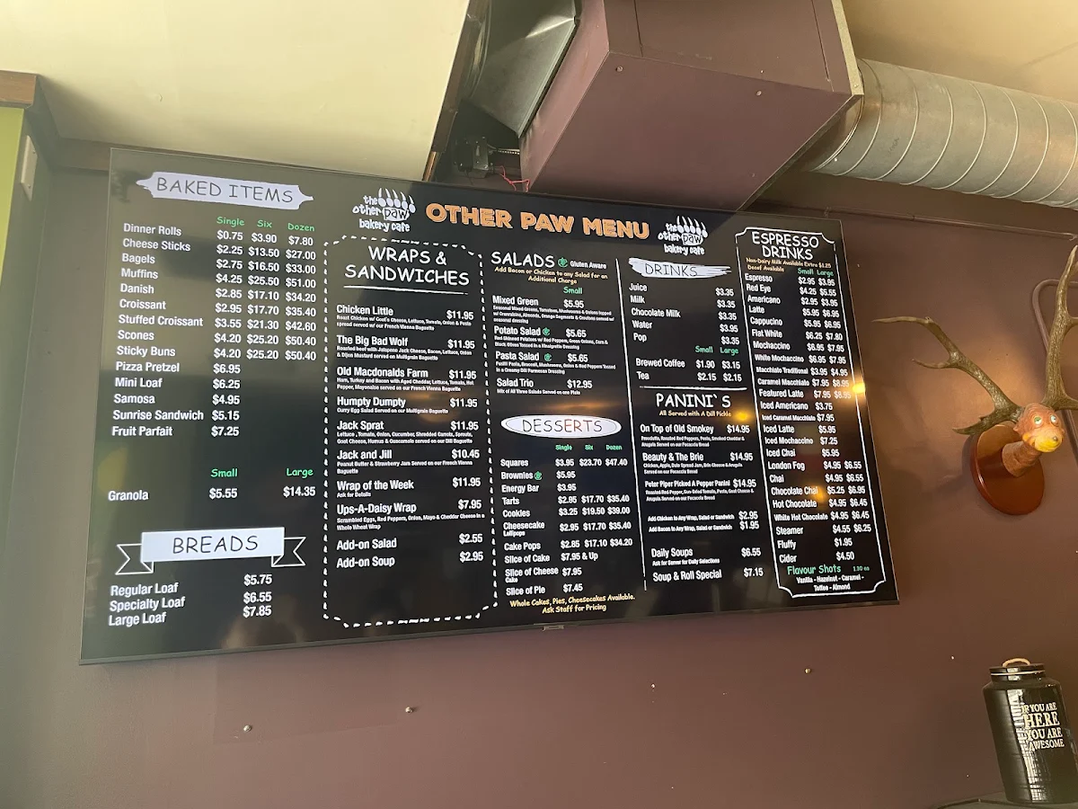 Menu, Lostlands Cafe