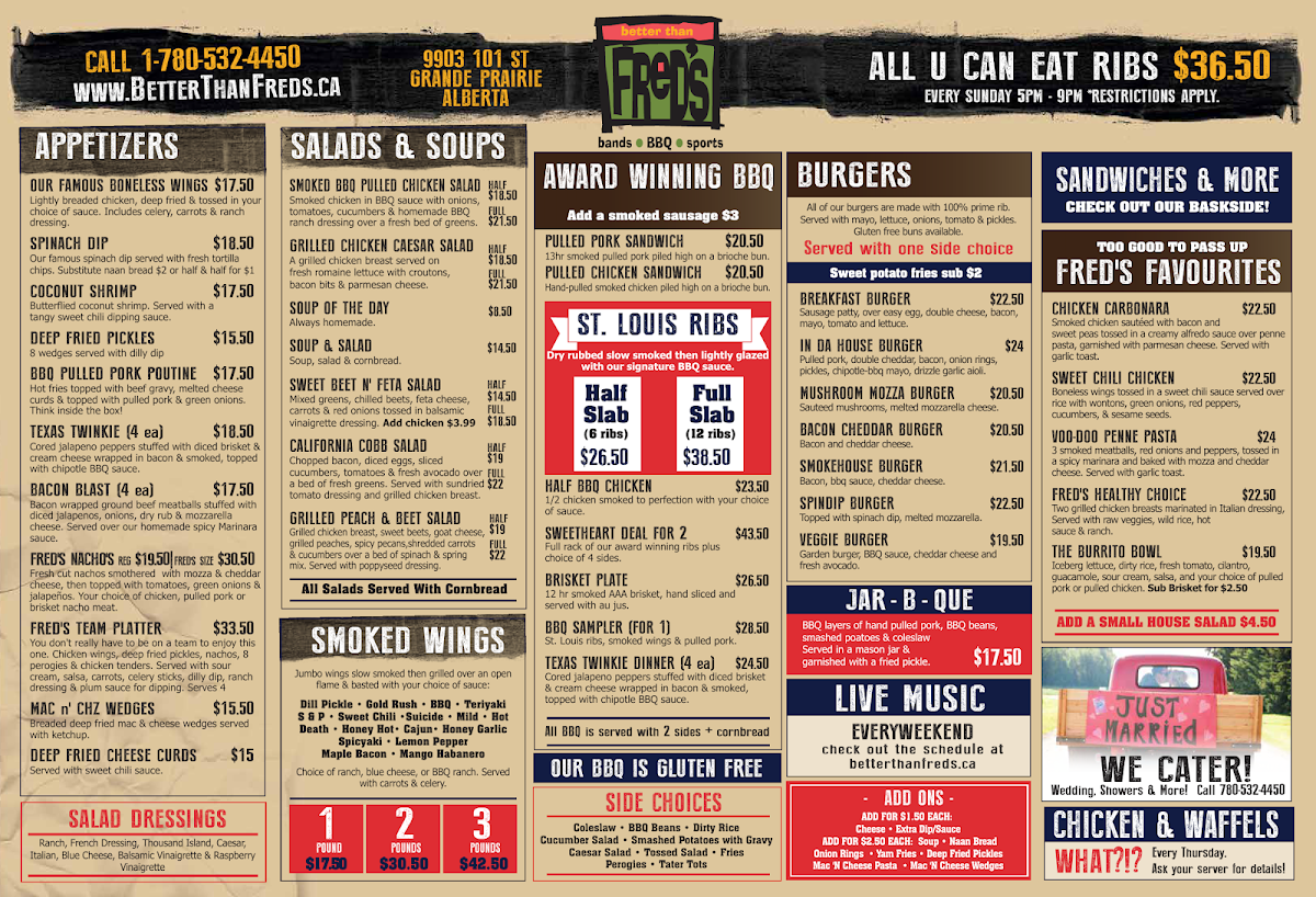 Menu, Better Than Fred's