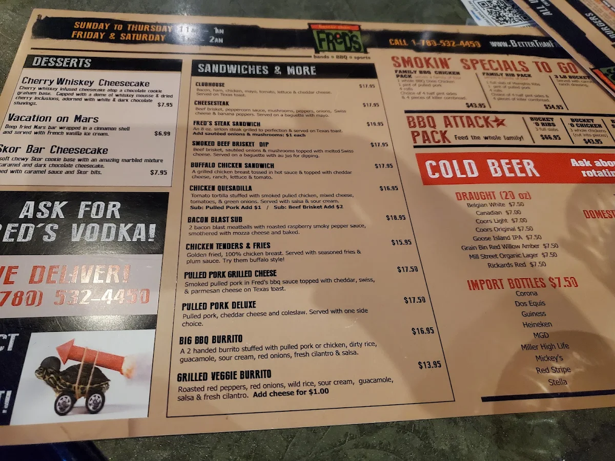 Menu, Better Than Fred's