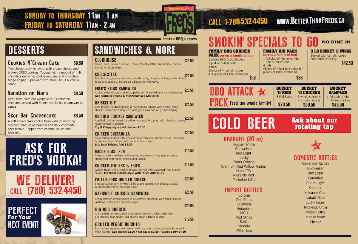 Menu, Better Than Fred's