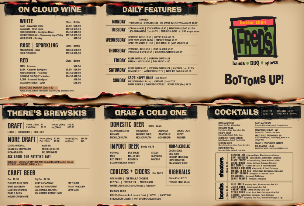 Menu, Better Than Fred's