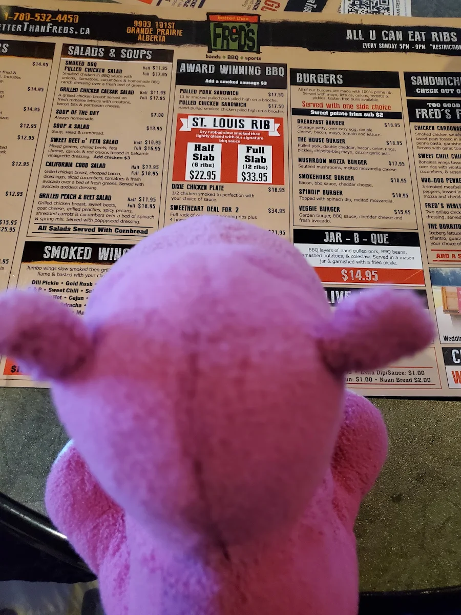 Menu, Better Than Fred's