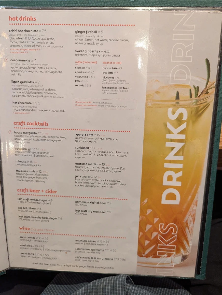 Menu, Fresh Kitchen + Juice Bar