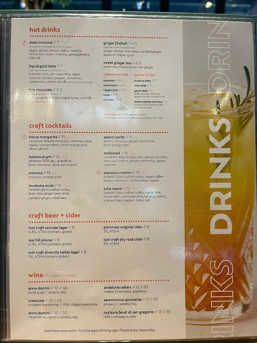 Menu, Fresh Kitchen + Juice Bar