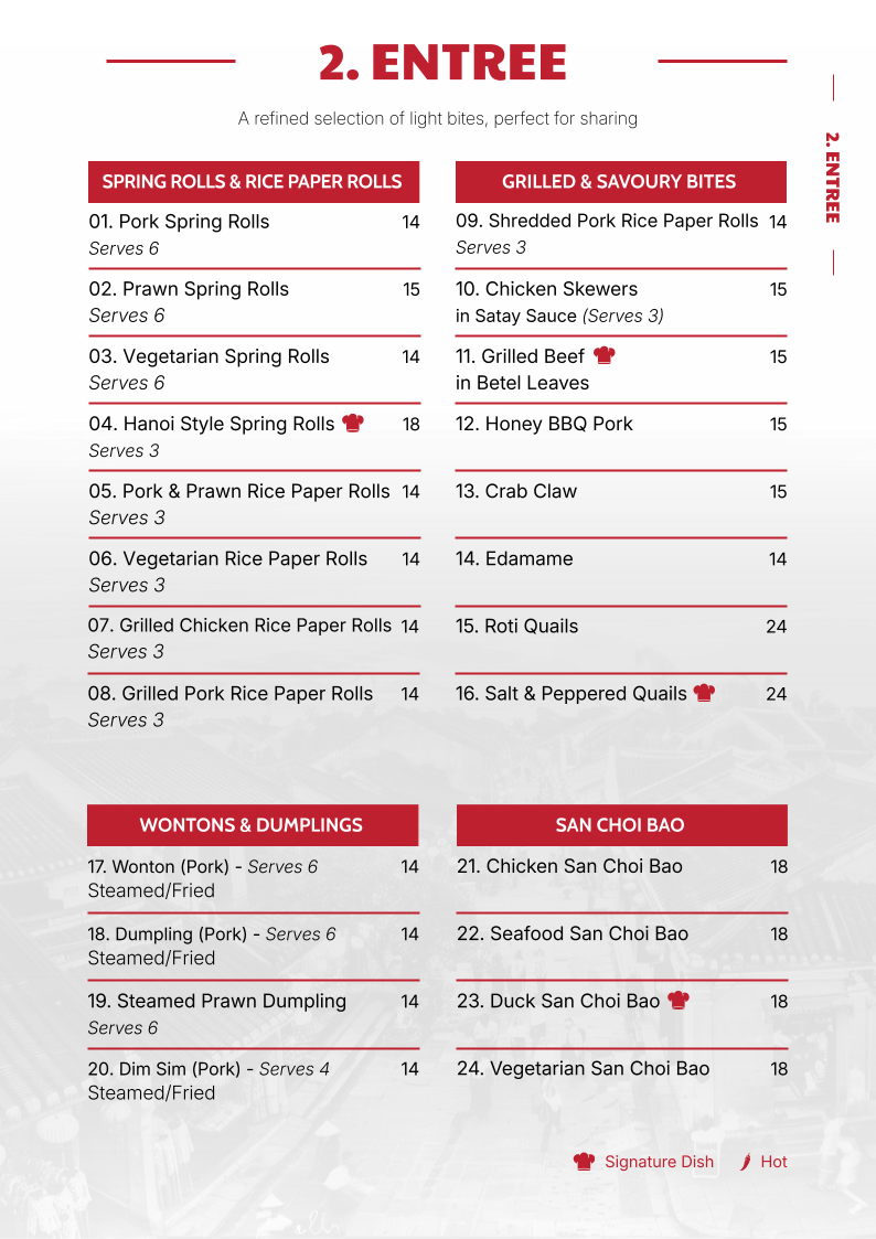 Menu, An Kitchen Vietnamese and Chinese Restaurant
